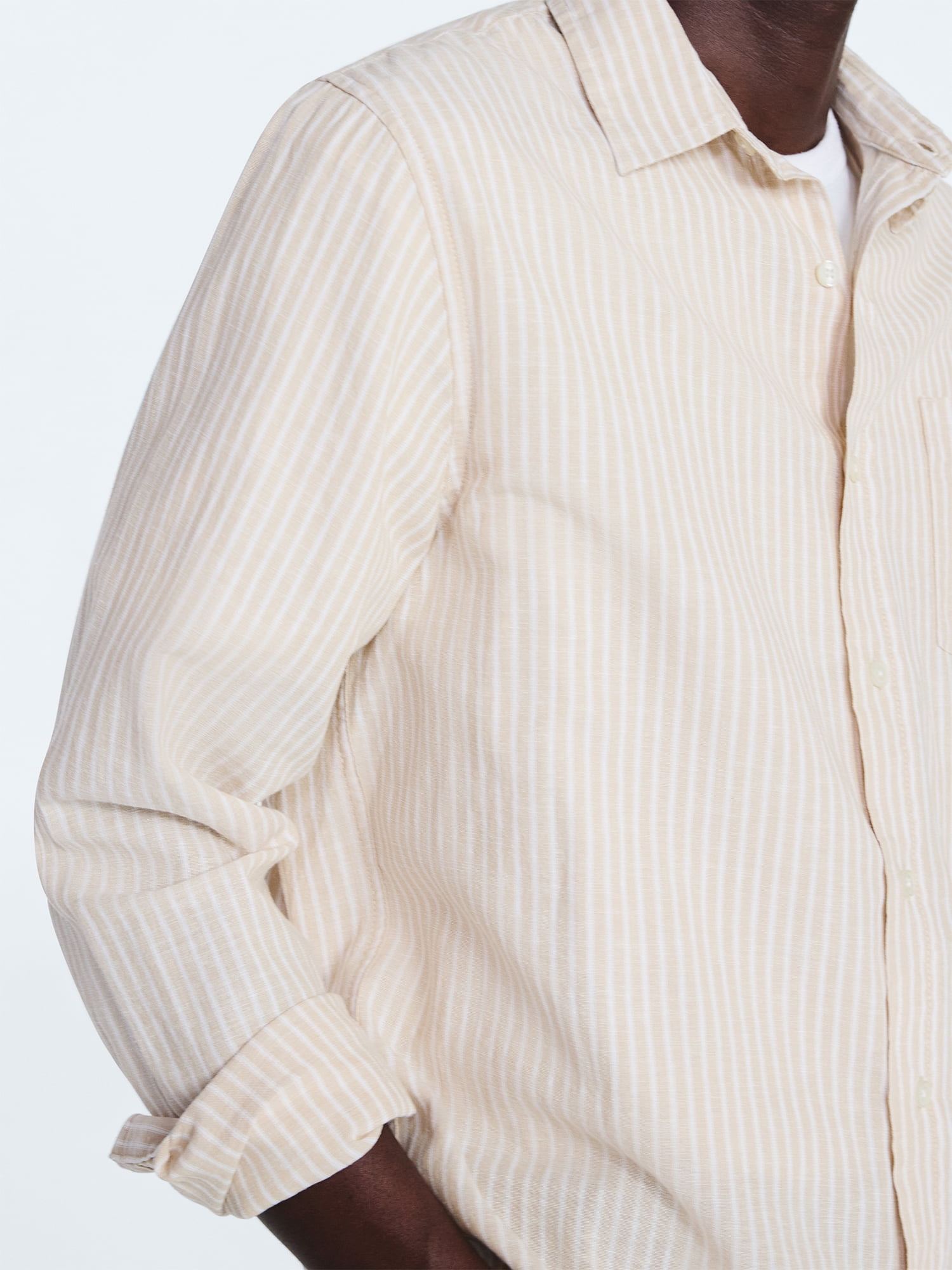 Free Assembly Men’s Linen Blend Shirt with Long Sleeves, Sizes S-3XL