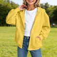 thumbnail image 2 of Girls Zip Up Hoodies, Teen Full-Zip Hooded Sweatshirt Jacket, Casual Fall Long Sleeve Solid Lightweight Outerwear with Pockets Yellow 170, 2 of 6