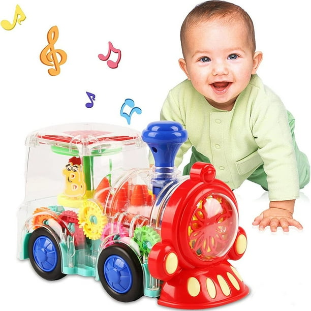 Toy for 1 2 3 Year Old Boy Girl Baby Toy 6 to 12 Months Electric Train Toys Transparent gear train Walmart