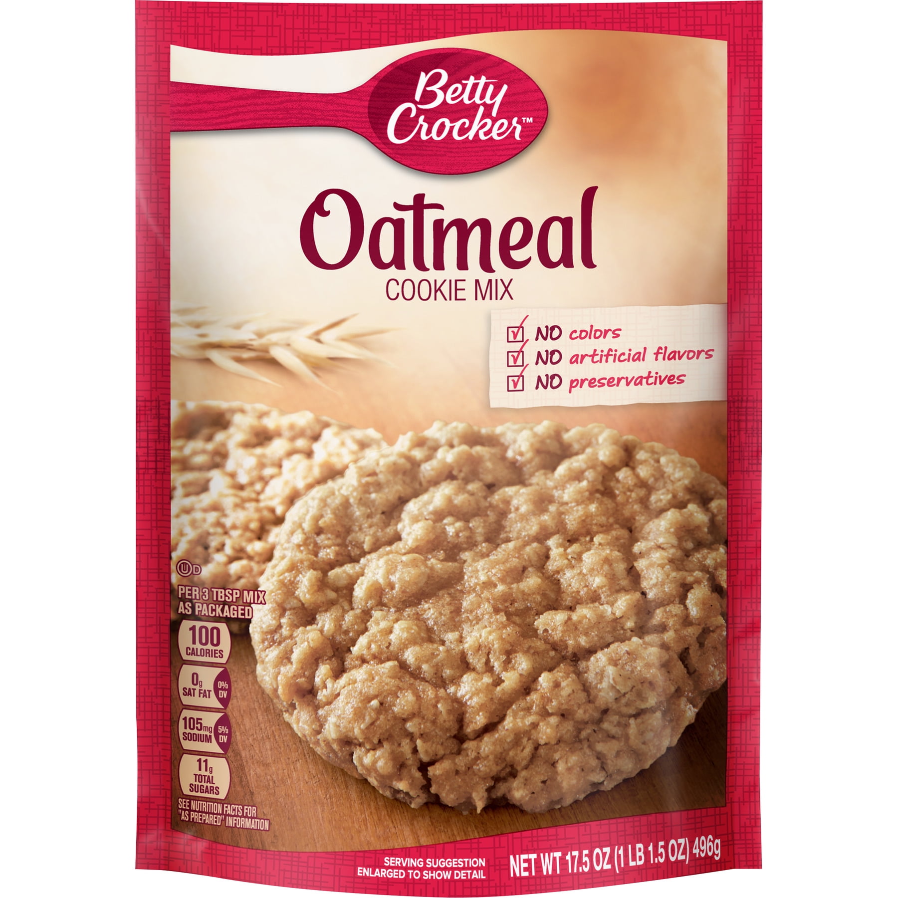 Betty Crocker Baking Mix, Oatmeal Cookie Mix, 17.5 Oz Pouch