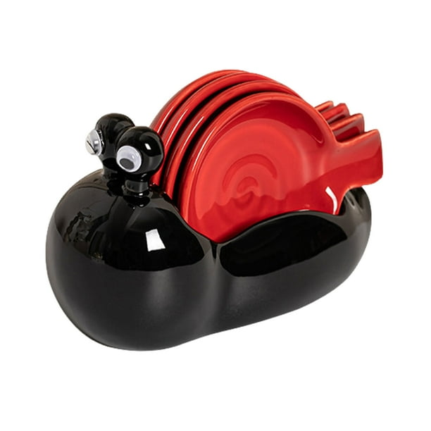 Bandeja creativa de caracol Yuarrent con 4 platos pequeños de salsa de soja color negro