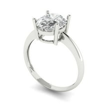2.5 ct oval cut clear Zircon 18k white gold Bridal Wedding Engagement Promise Anniversary Ring for Women size 4.5