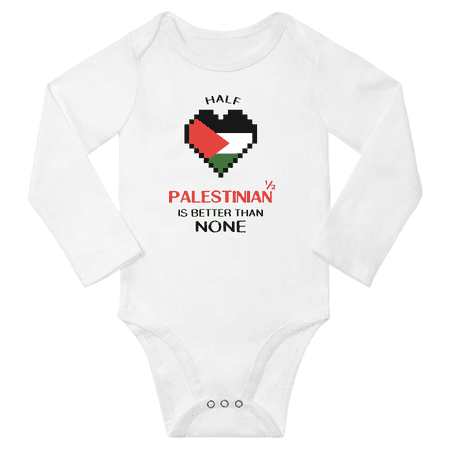 

1/2 Half Palestinian is Better Than None Cute Baby Long Slevve Bodysuit Outfits (White 12-18 Months)
