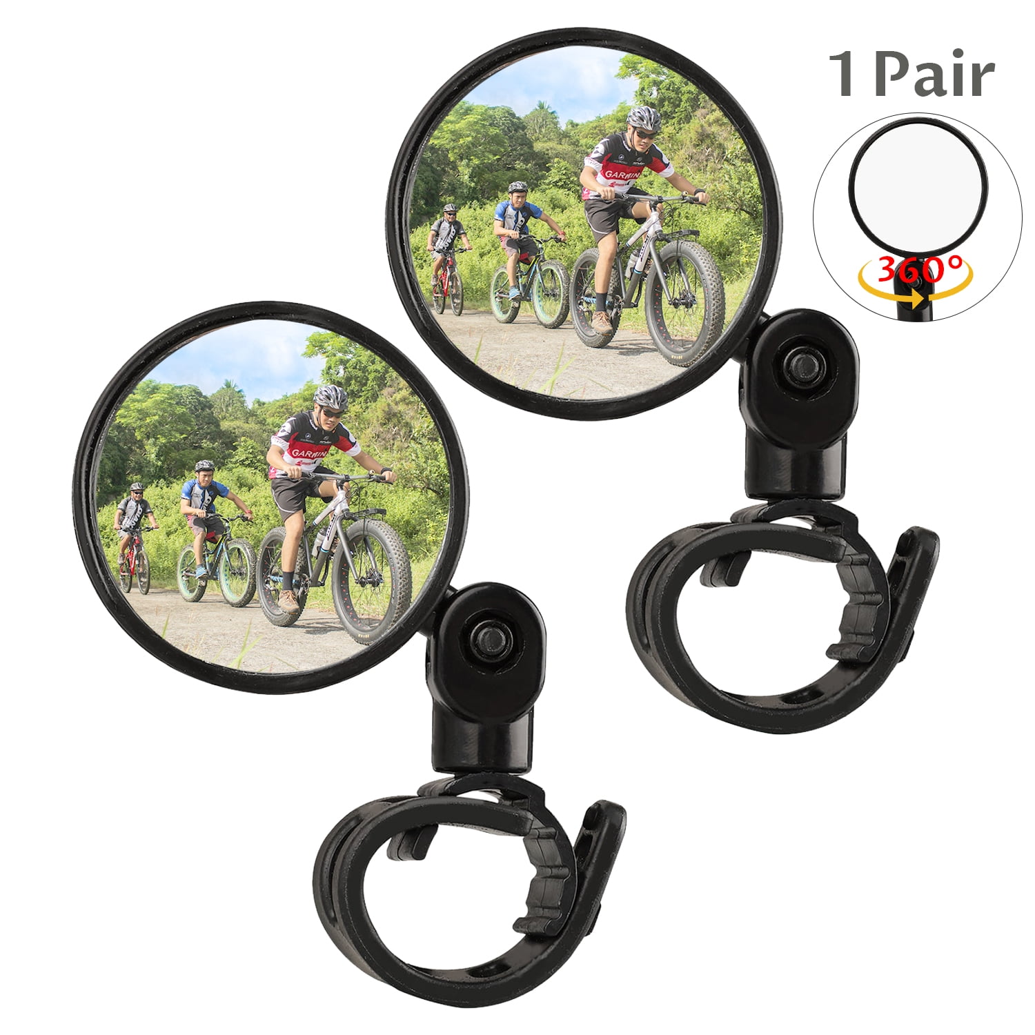 Bike Mirror, 1 Pair Bicycle Mirror Handlebar Mount, 360° Adjustable