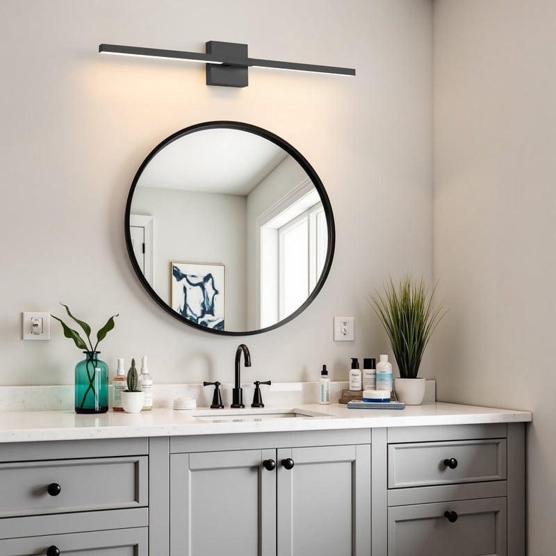 Deyidn 31.5 Inch Black LED Wall Sconce, 24W Dimmable Vanity Light with 5 Color Temperatures for Bathroom Mirror, Bedroom & Hallway
