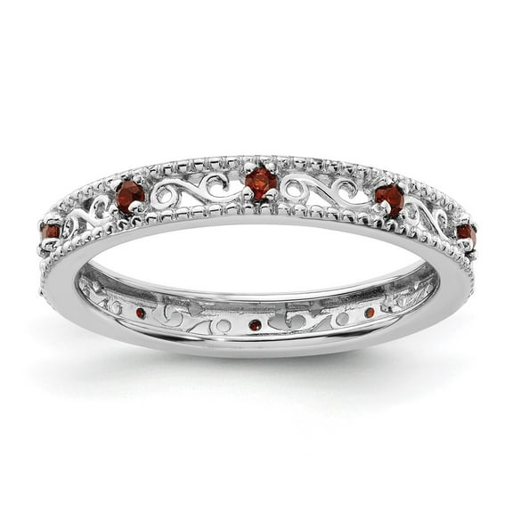 Auriga Fine Jewelry 925 Sterling Silver Garnet Ring for Women Size 10