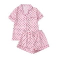 thumbnail image 2 of LSLJS Womens Pajama Sets Shorts Lapel Button Down Pajamas Sets Trendy Cute Valentine's Day Heart Print Sleepwear, 2 of 3