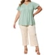 thumbnail image 2 of GRACE & GRANDEUR Blusas de Talla Grande para Mujeres con Frente Plisado y Mangas con Volantes, Blusa con Cuello Notch, Camiseta Casual Elegante 4X Verde, 2 of 6