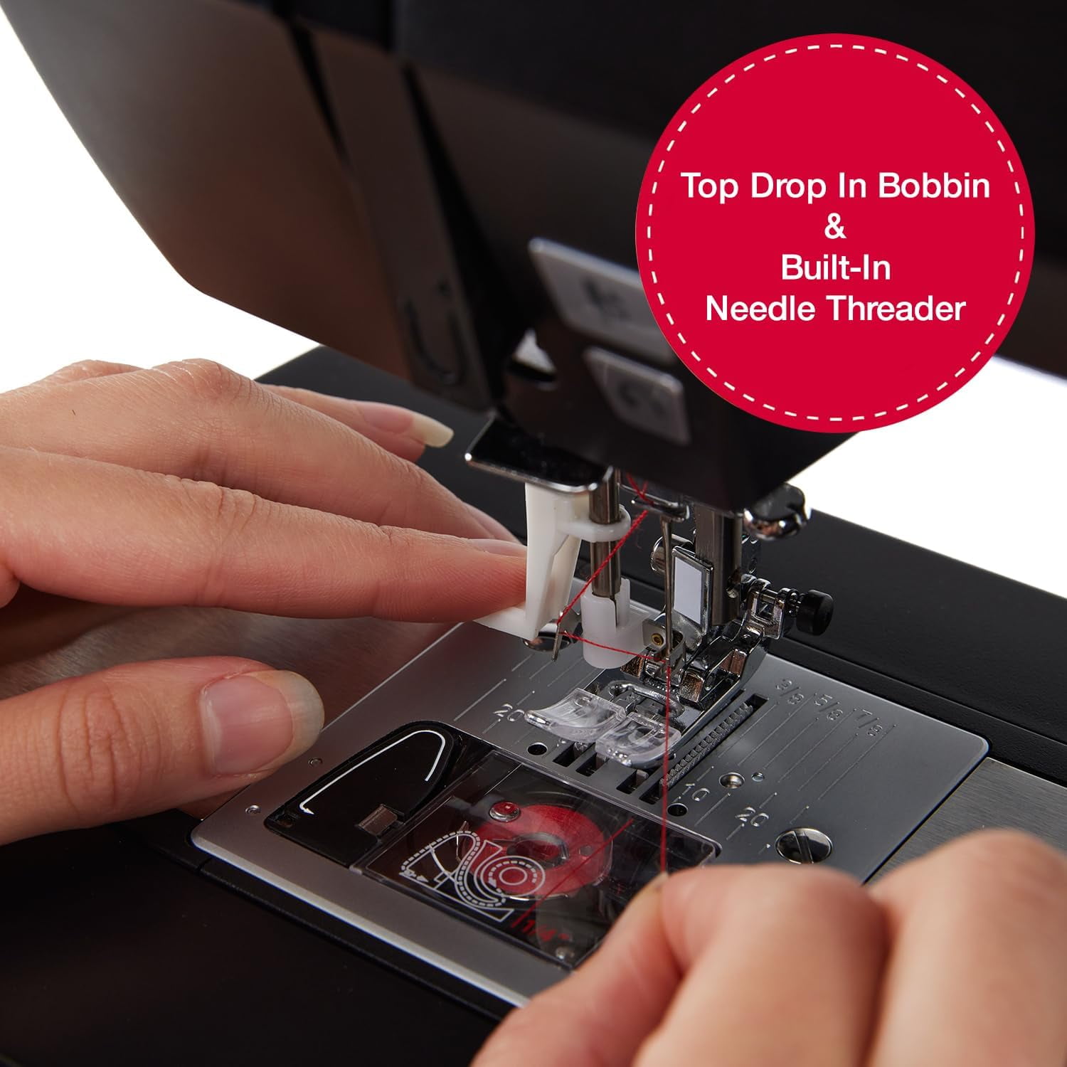 SINGER® Heavy Duty 6600C Sterling Computerized Sewing Machine + Accessory Kit | 100 Built-In Stitches, 215 Stitch Applications | 1100 Stitches/min | Metal frame, LCD Screen & 6 One-Step Buttonhole