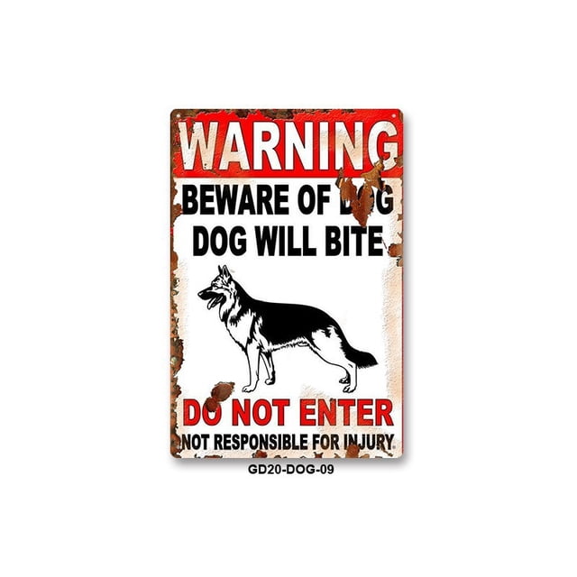 Señal de advertencia de PVC Beware of Dog Will Bite, 10 unidades