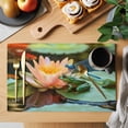 thumbnail image 2 of Summer Lotus Placemats Set of 8, Flowers Frogs Dragonflies Animal Non-Slip Place Mats Washable Table Mats for Kitchen Dining Table Decorations Indoor/Outdoor, 2 of 9