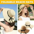 thumbnail image 5 of Women's Straw Sun Hat Wide Brim Flat Beach Hat Summer Sun Protection Cowboy Style Hat Rolled Up Packable Panama Hats, 5 of 11