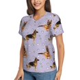 thumbnail image 5 of Yiaed German Shepherd Dog Print Women's T Shirt V-Neck Short Sleeve Shirt Casual Breathable Tee Summer Tops-, 5 of 5