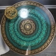 thumbnail image 4 of Natural Geo Rosewood Round Wooden 24" Accent Table - Turquoise, 4 of 7