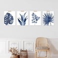 thumbnail image 3 of PixonSign 4 PCS Adhesive Canvas Poster Watercolor Blue Tropical Leaves Frameless Wall Art Nature Wilderness Digital Modern Art Decorative Botanical Floral Elements Print Set - 11"x14", 3 of 5