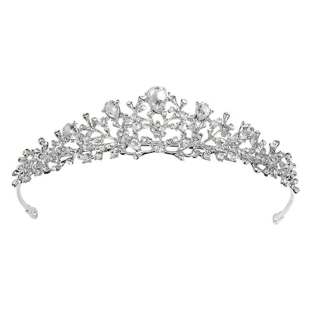 fastboy Exquise Strass Couronne de Mariée Style Rétro pour l'Élégance Facile et Doux à Porter en Alliage Argent