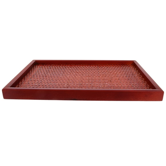 Solid Wood Bamboo Tray Trays Coffee Table Decor Storage Basket Snack Serving Weaving