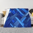thumbnail image 4 of Horizontal Flannel Blanket Is Light Warm Soft Anti-Pilling Anti-Wrinkle Anti-Allergy And No Hair Loss For Bed And Sofa Camping Travel Royalblue Geometric Lines_3, 4 of 8