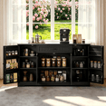 thumbnail image 2 of Coffee Bar Cabinet, 56" Sideboard Buffet Cabinet with Drawer, 4 Doors & Open Side Shelves, White Storage Cabinet for Kitchen, Dining Room, Living Room, Coffee Station, 2 of 11