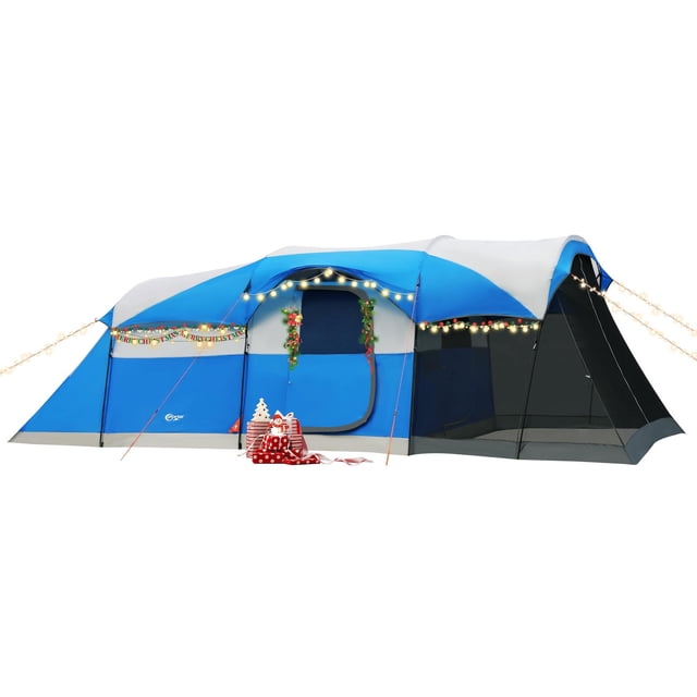 PORTAL Tienda de campaña familiar para 8 personas con porche cubierto, tienda de campaña tipo túnel resistente a la intemperie con toldo para lluvia, tiendas de campaña familiares grandes para acampar