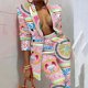 thumbnail image 4 of Conjunto de dos piezas para mujer, estampado suave, manga larga, doble botonadura, escote en V, abrigos de otoño, Tops, pantalones largos de cintura alta, pantalones, traje informal Wmkox8yi bvn1836, 4 of 9