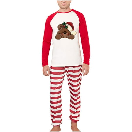 

REORIAFEE Family Matching Christmas Pajamas Set Long Sleeve Top and Pants Pjs Sleepwear Winter Pajamas Men M