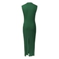 thumbnail image 6 of kamemir Women's Ruched Bodycon Dress Summer Casual Sleeveless Back Slit Elegant Club Evening Party Maxi Dresses(Green,M), 6 of 6