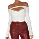 thumbnail image 2 of Camiseta Ajustada Camiseta ajustada de mujer con hombros descubiertos, camisetas sexys de manga larga, ropa de calle (blanco L) Cgtredaw Para estrenar, 2 of 6