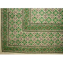 Moroccan Block Print Indian Tapestry Cotton Bedspread 108" x 88" Full-Queen