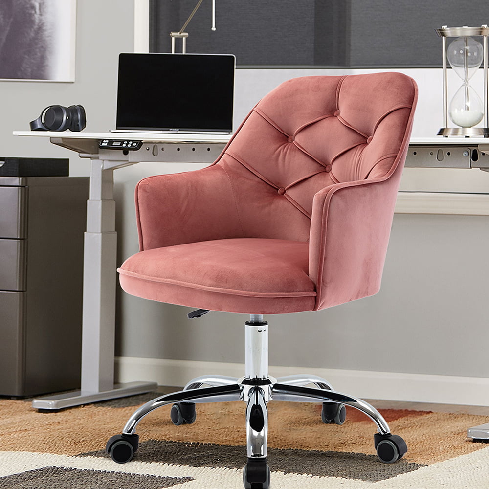 Bean Red Office Chair, Velvet Swivel Shell Chair with Height Adjustable