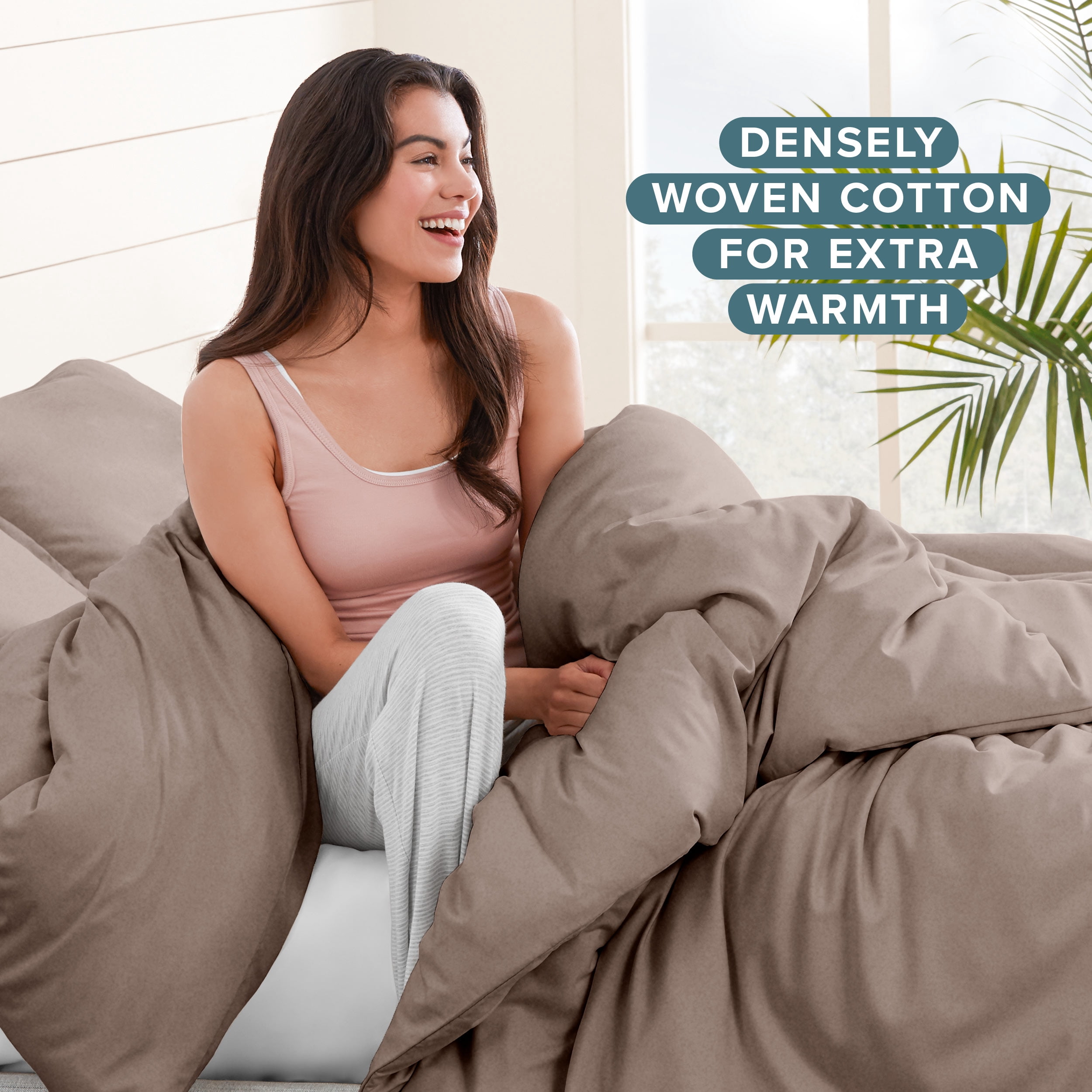 Bare Home Flannel Duvet Cover Set - 100% Flannel Cotton - Double Brushed - Twin/Twin XL, Taupe
