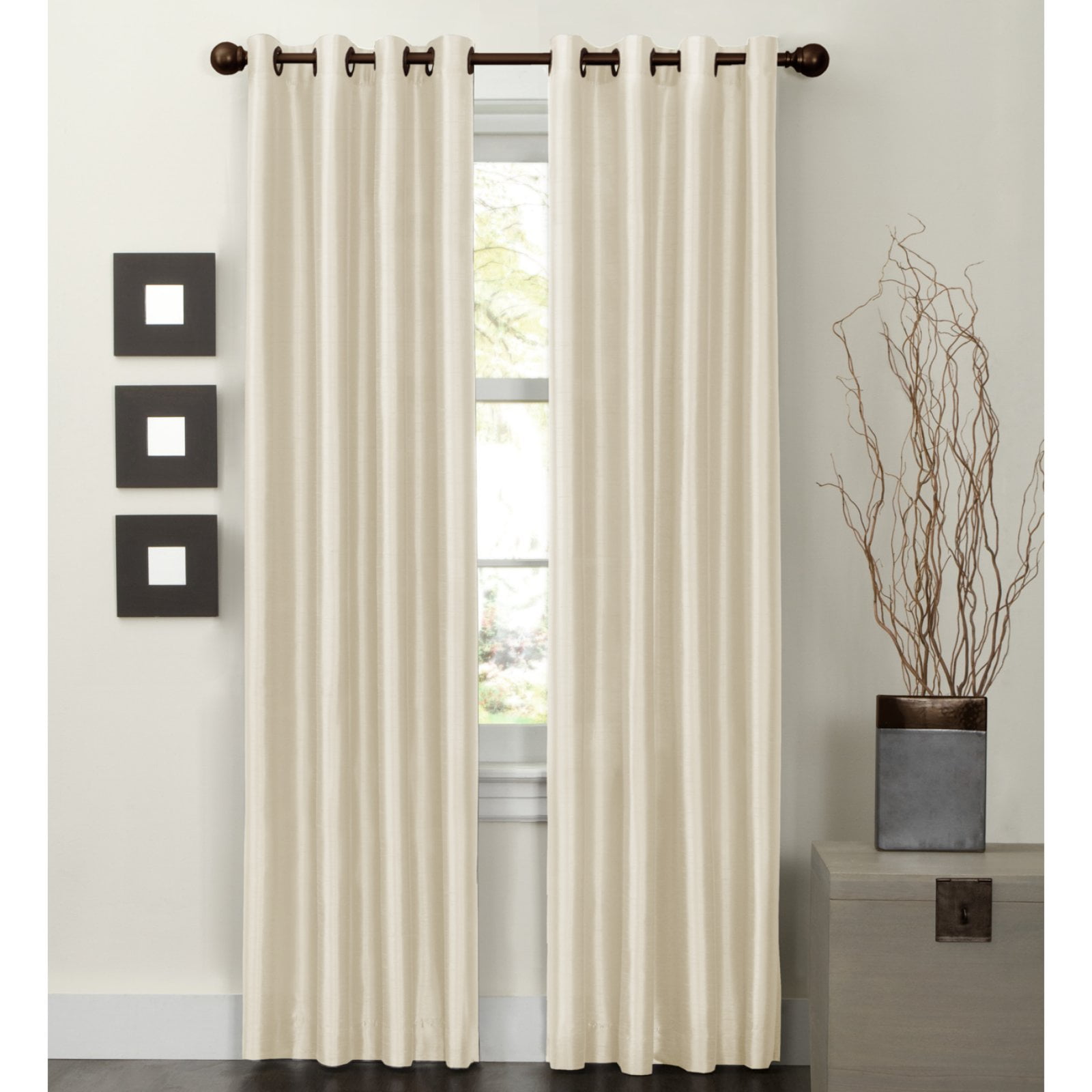 2PC Faux Silk Blackout Window Curtain Energy Saver in Multiple Colors&Sizes 