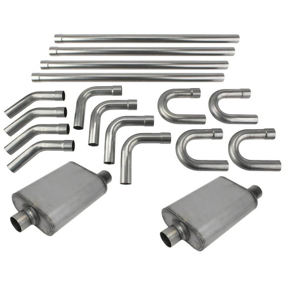 2.5 Inch Stainless Steel Dual Exhaust System Kit with Mufflers