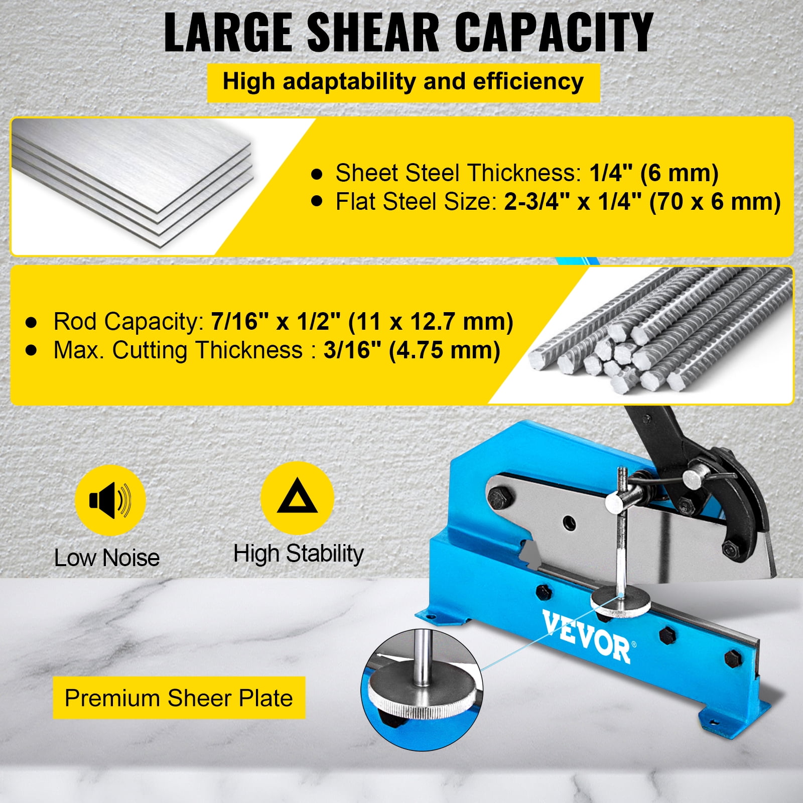 12 in. Sheet Metal Plate Shear Solid Construction Mounting Type Metal Shear High Precision Manual Hand Plate Shear