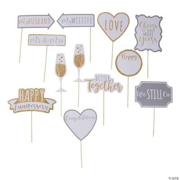 Anniversary Party Photo Stick Props, Wedding, Apparel Accessories, 12 Pieces