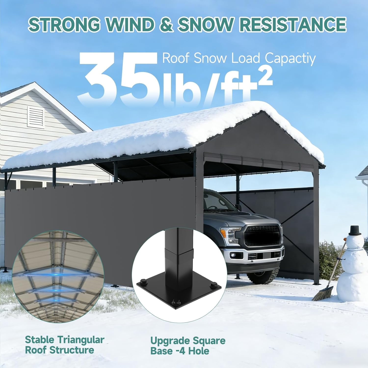 ROOMARK 22*9FT Carports,Heavy Duty Carport Canopy with Removable Sidewalls, Drive Through Portable Garage