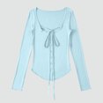 thumbnail image 1 of Ailaofu Women's Long Sleeve Cardigan Sweater V Neck Bow Tie Front Lightweight Shrug Sweater, 1 of 6