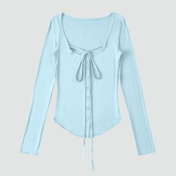 Ailaofu Women's Long Sleeve Cardigan Sweater V Neck Bow Tie Front Lightweight Shrug Sweater