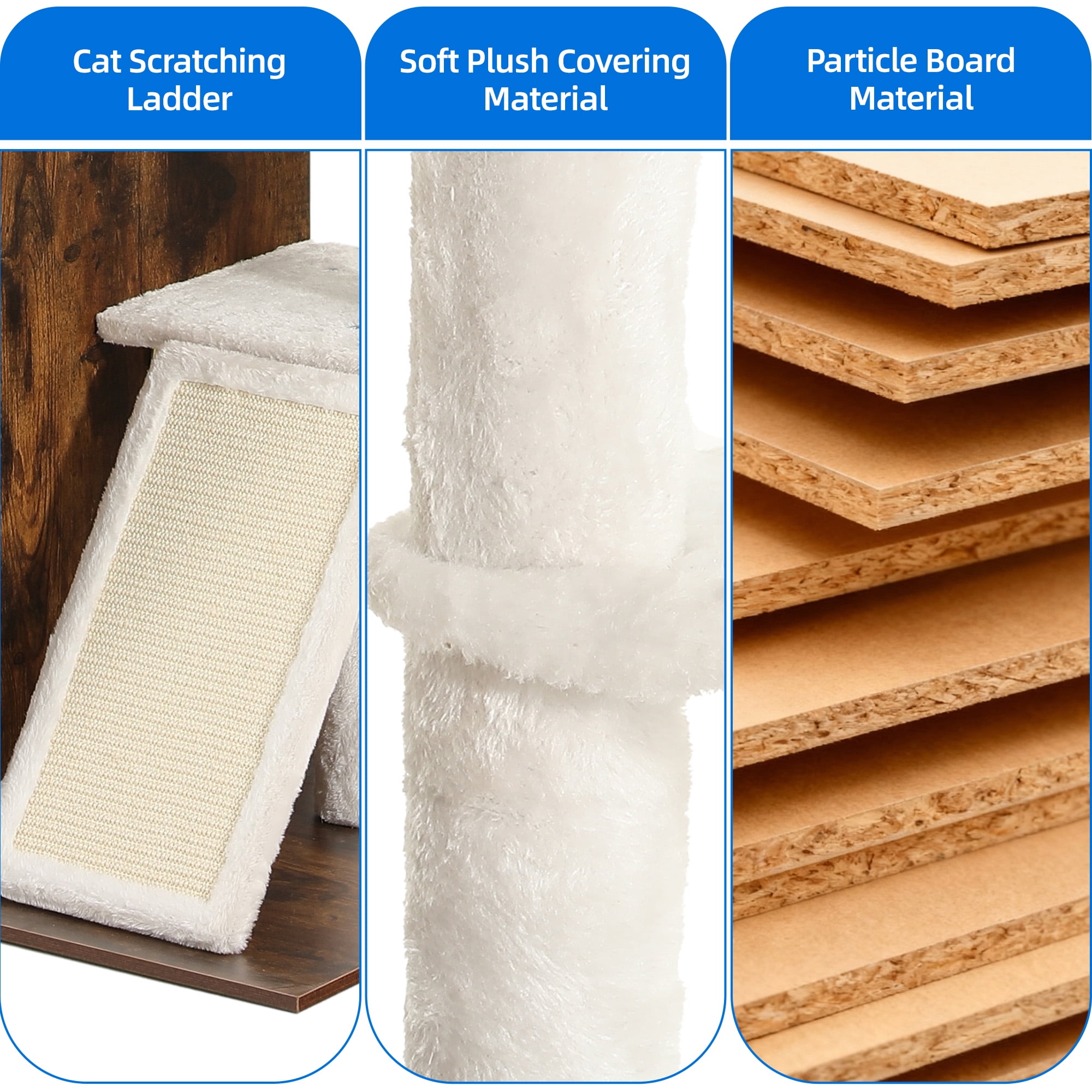 Homiflex Cat Tree for Automatic Litter Box, 68''H Cat Tower with Litter Box Enclosure, Scratching Post/Board, 2 Cat Condos, Round Hammock, Elastic Dangling Ball, Rustic Brown