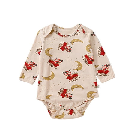 

Haite Boys Pajamas Set 2 Pieces Nightgown Long Sleeve Sleepwear Party Nightwear Pjs Crew Neck Santa Claus Bodysuit Set 100