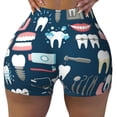 thumbnail image 2 of Rateoe Dental Printed Power Workout Shorts for Women Tummy Control Squat Proof Ribbed Thick Seamless Scrunch Active Short-Medium, 2 of 8