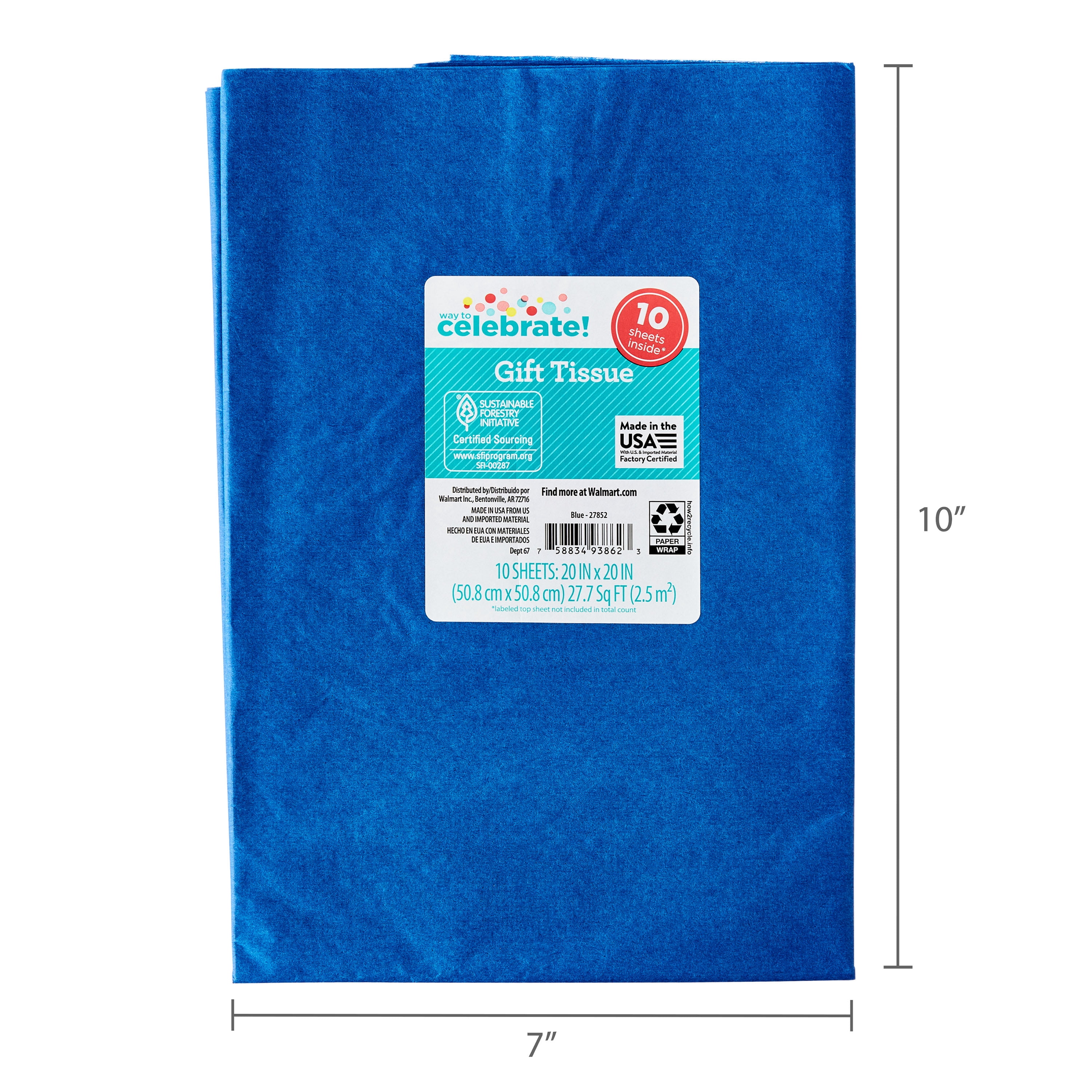 Blue Tissue Paper, 10 Count, by Way To Celebrate