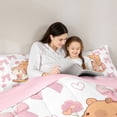 thumbnail image 4 of Erosebridal Cute Capybara Unicorn Queen Comforter Set,Pink Bowknot Kawaii Floral Bedding Comforter Set For Girls Kids ,Reversible Pink 3pcs, 4 of 7