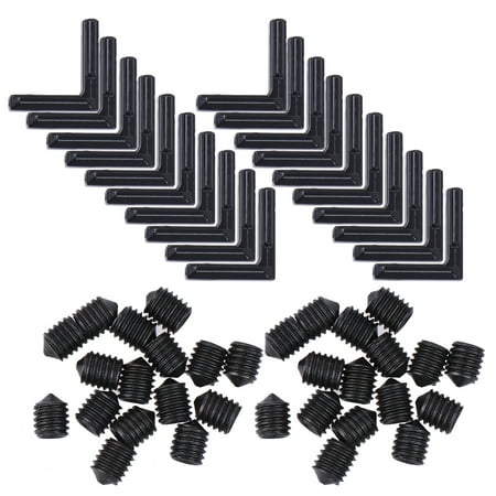 

zhuxiali 20Pcs Black T Slot L-Shape Connector with 40Pcs Screw Bolts Corner Connector Joint with Screws (Black)
