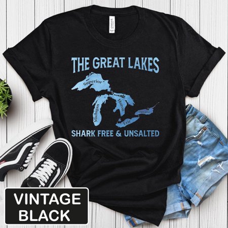 Lakes Michigan T-Shirt, Shark Free Unsalted Gift, Vintage Birthday Gift