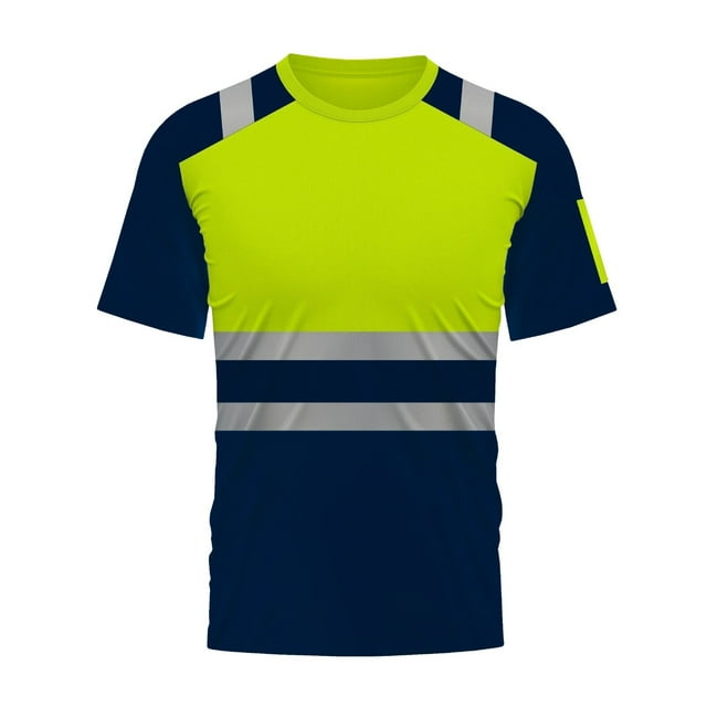 Safety Reflective High Visibility Shirt for Men Hi Vis Construction Work Shirts with Short Sleeve