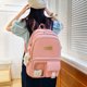 thumbnail image 4 of Mochila escolar informal Mochila de nailon Mochila estilo preppy con varios bolsillos (rosa) Sywqhk Para Estrenar, 4 of 8