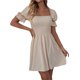 thumbnail image 3 of Txlixc Vestido de manga corta de mujer, cuello cuadrado, pliegue de pliegue Txlixc moda, 3 of 6