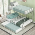 thumbnail image 2 of Twin over Full Bed with Sturdy Steel Frame, Bunk Bed with Twin Size Trundle, Two-Side Ladders, Silver, 2 of 11