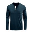 thumbnail image 4 of DYMADE Men Casual Long Sleeve Henley Undershirts Tops, 4 of 5